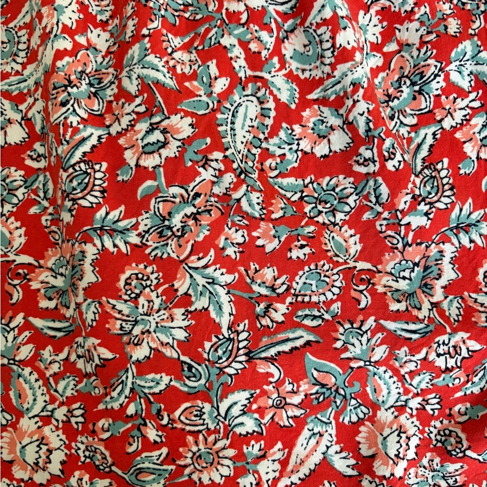 Old Navy Small Maternity Coral Orange with Blue Floral Pattern Dress - Picture 10 of 10